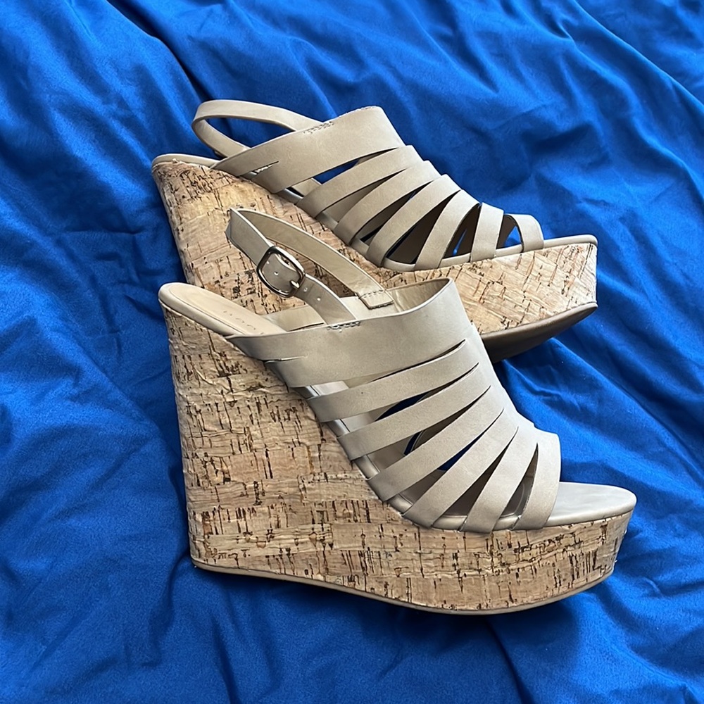 Nude Cork Wedges - Picture 8 of 8